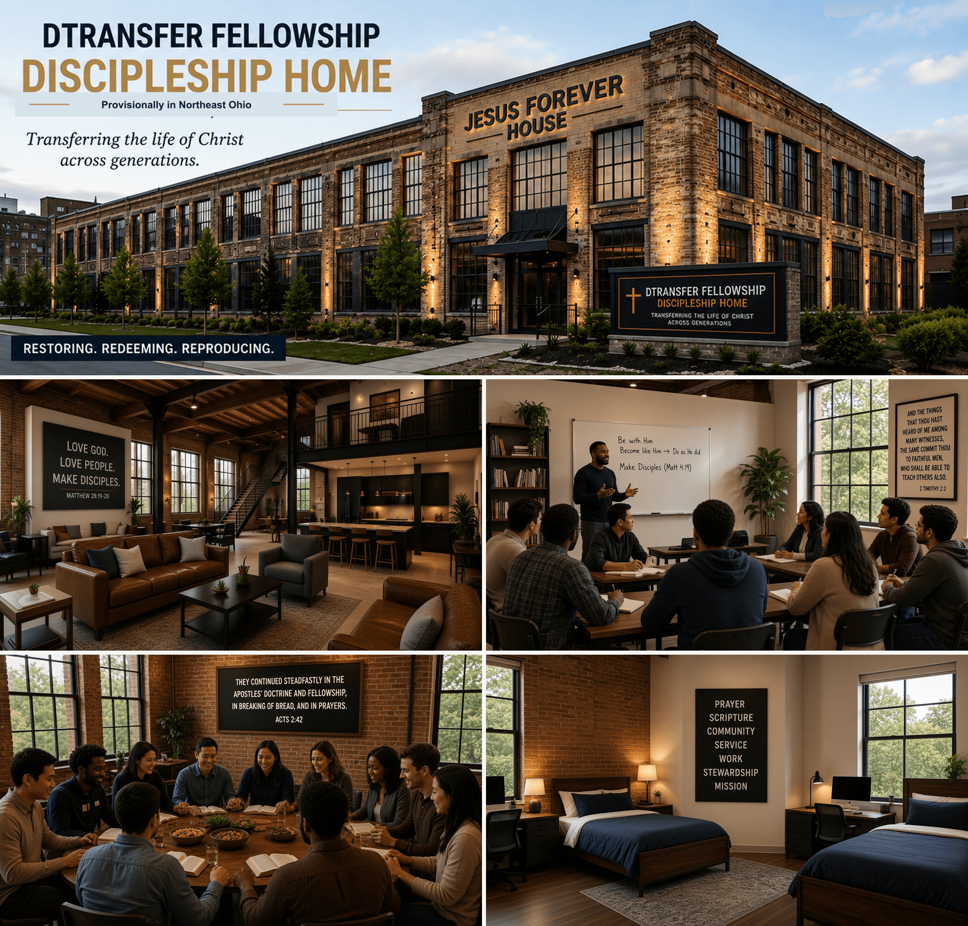 Vision rendering of the Dtransfer Discipleship House, a provisional residential discipleship home in Northeast Ohio