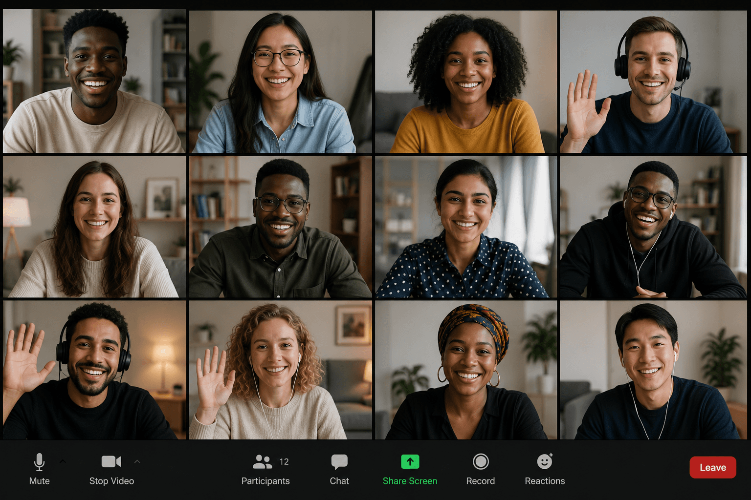 A diverse online discipleship cohort meeting by video call